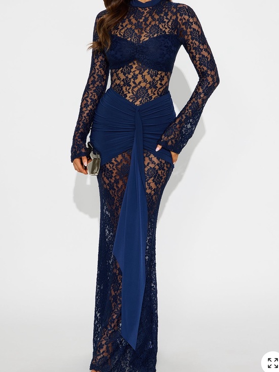 Fashion Nova Dresses & Skirts - NWT Fashion Nova Scandalous Slip Lace Maxi Dress Navy